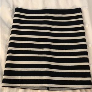 Navy and white striped skirt